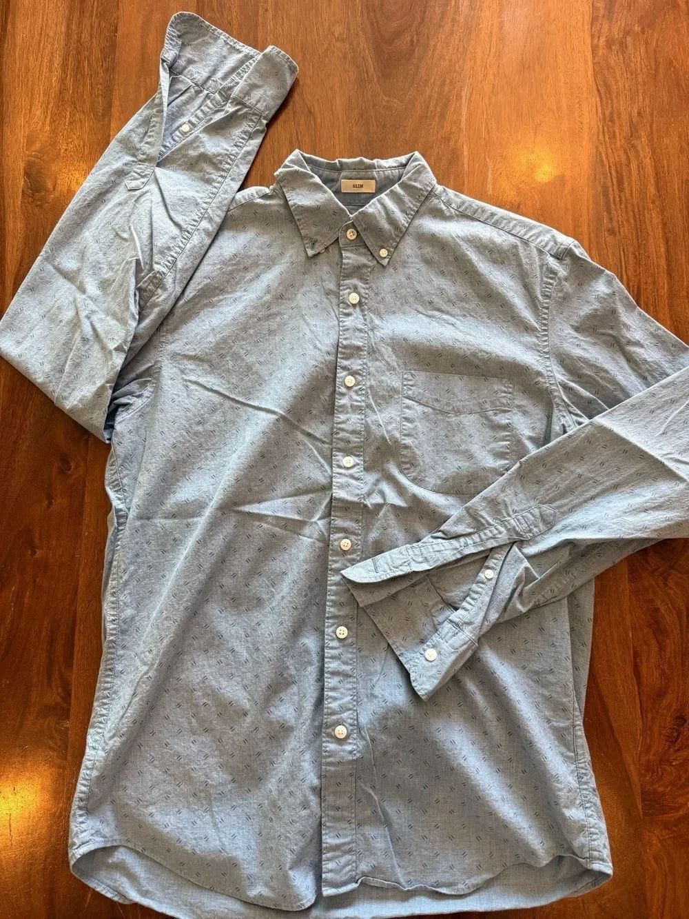 J. Crew Light Blue Button-Down with Subtle Dot Texture